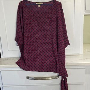 Michael Kors Navy with Red Rope Patterned Blouse